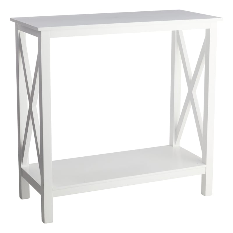 White X-Side Console End Table, 30"