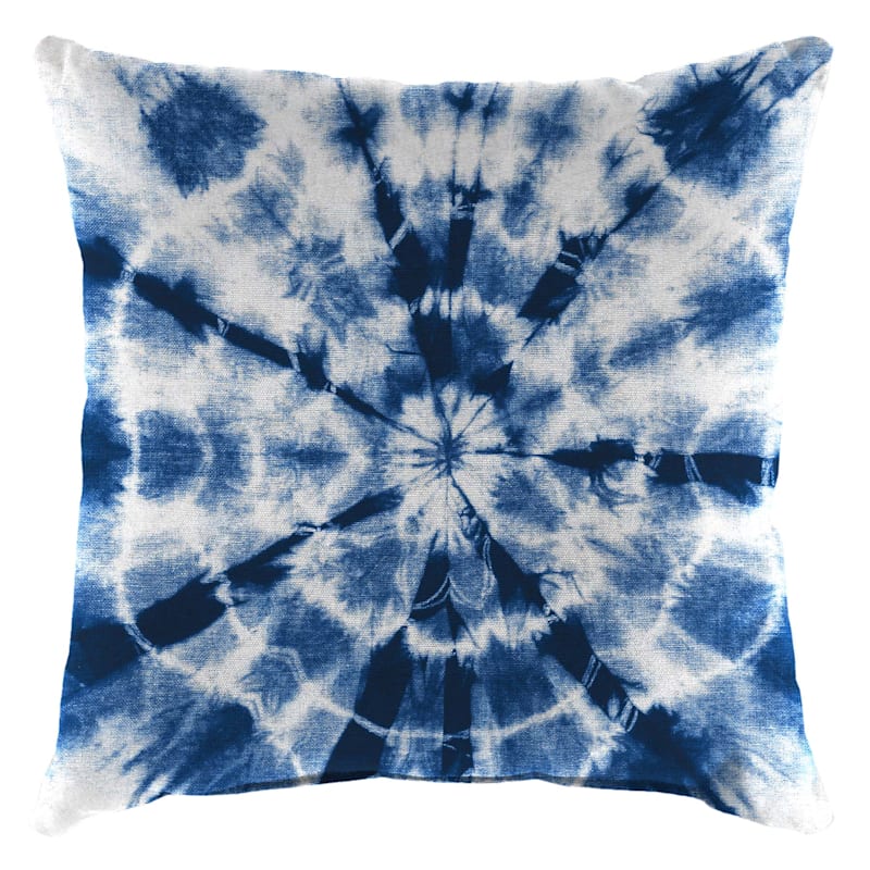 Shibori Navy Blue Outdoor Throw Pillow, 16"