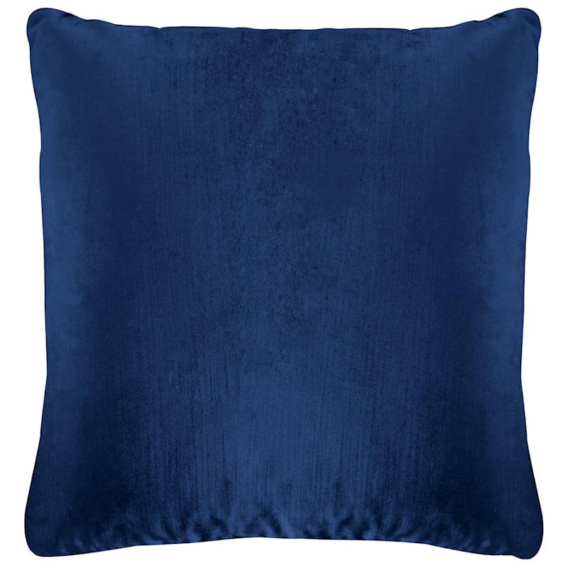 Gillmore Navy Blue Velvet Throw Pillow, 24"