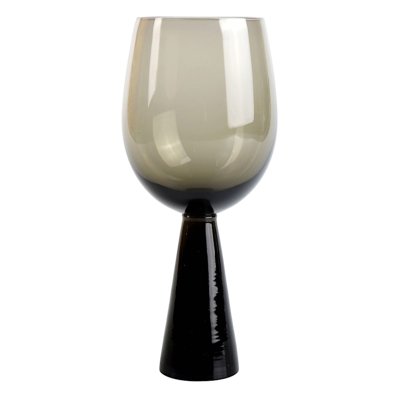 Found & Fable Tribeca Smoke Glass Pillar Stemmed Wine Goblet