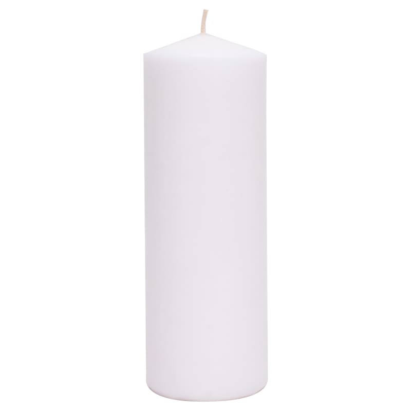 White Overdip Unscented Pillar Candle, 8"