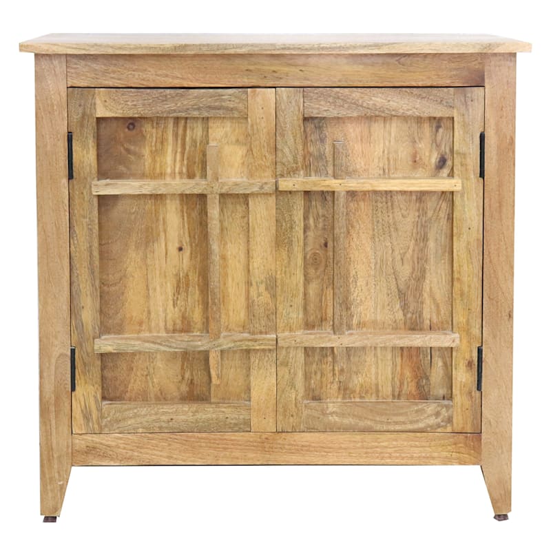 2-Door Natural Mango Wood Cabinet