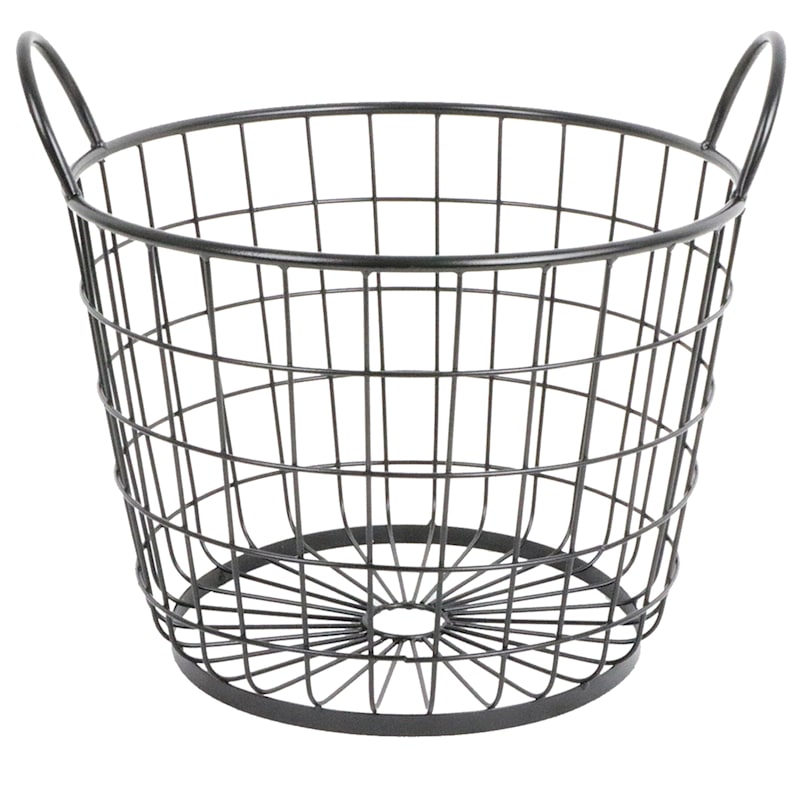 Metal Round Wire Grid Basket/Handle Medium