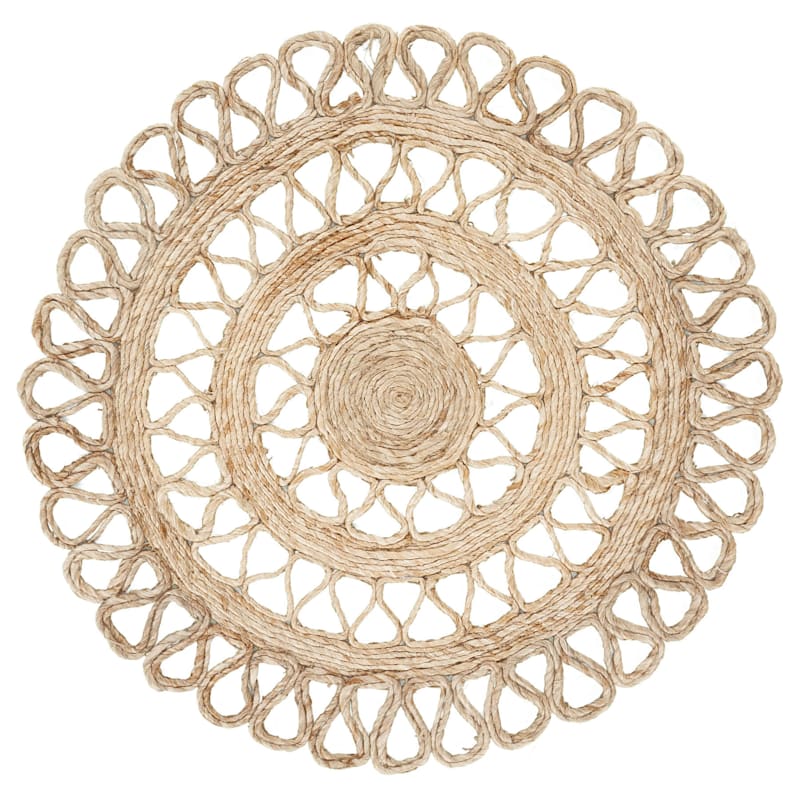 Natural Jute Round Accent Rug, 38"