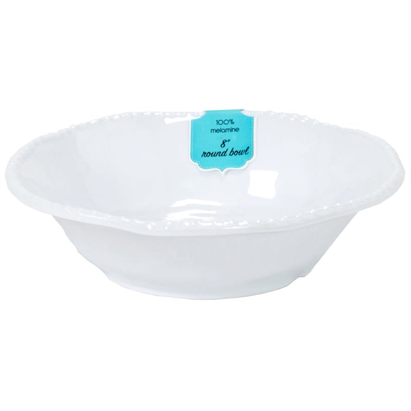 White Melamine Cereal Bowl with Rope Trim
