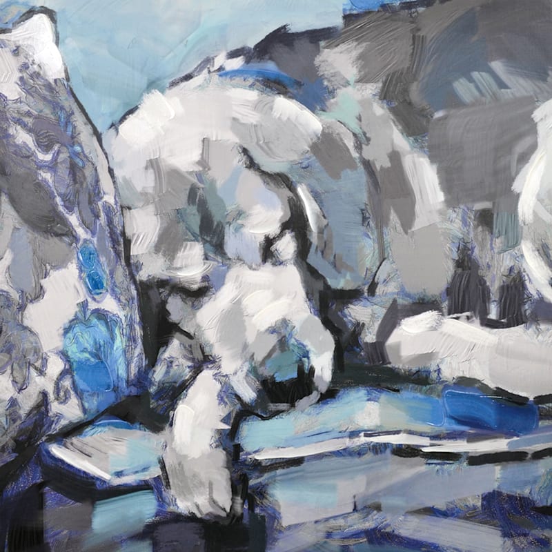 Blue Sleeping Dog Canvas Wall Art, 30"