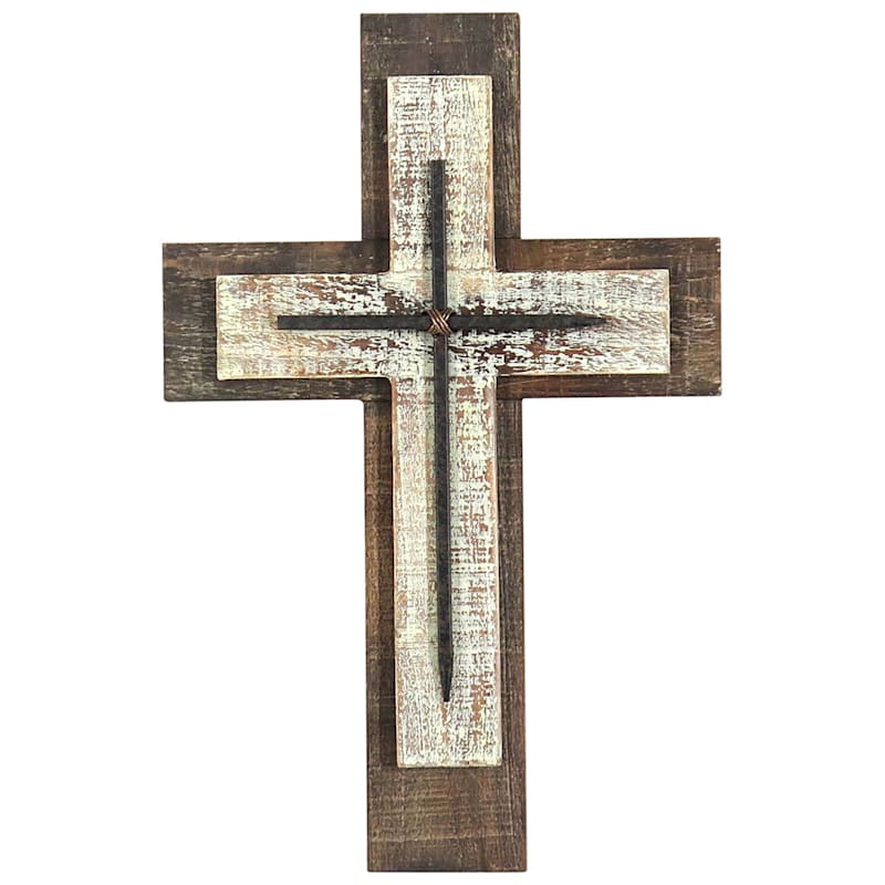Wood Antique Wall Cross, 16x10