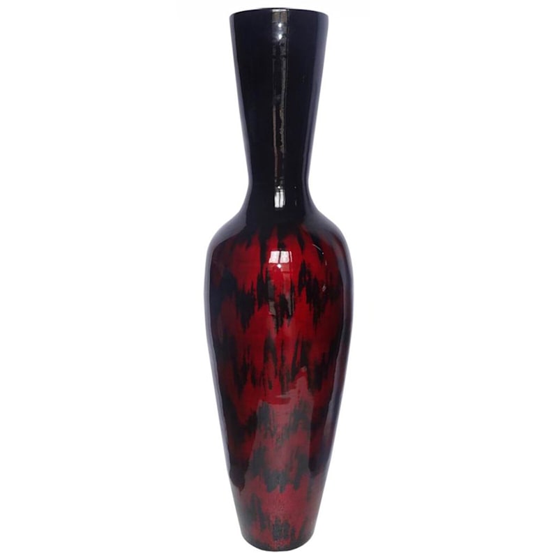 Red Spun Bamboo Floor Vase, 42"