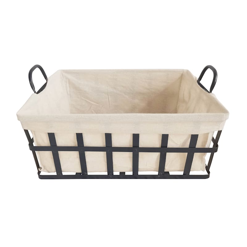 Metal Storage Basket with Liner, Large
