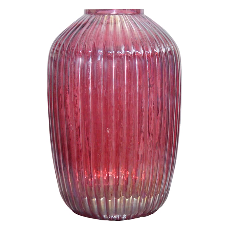 Tracey Boyd Pink Fluted Glass Vase, 12"