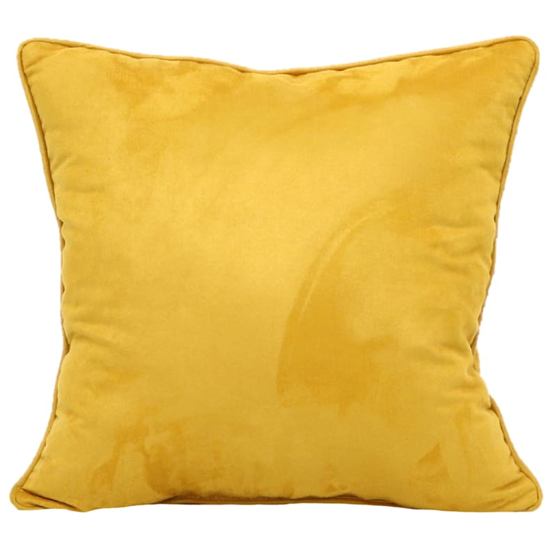 Turmeric Heavy Faux Suede Throw Pillow, 18"