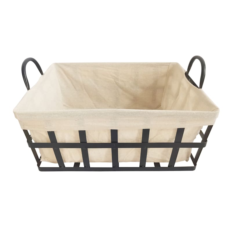 Metal Storage Basket with Liner, Extra Large