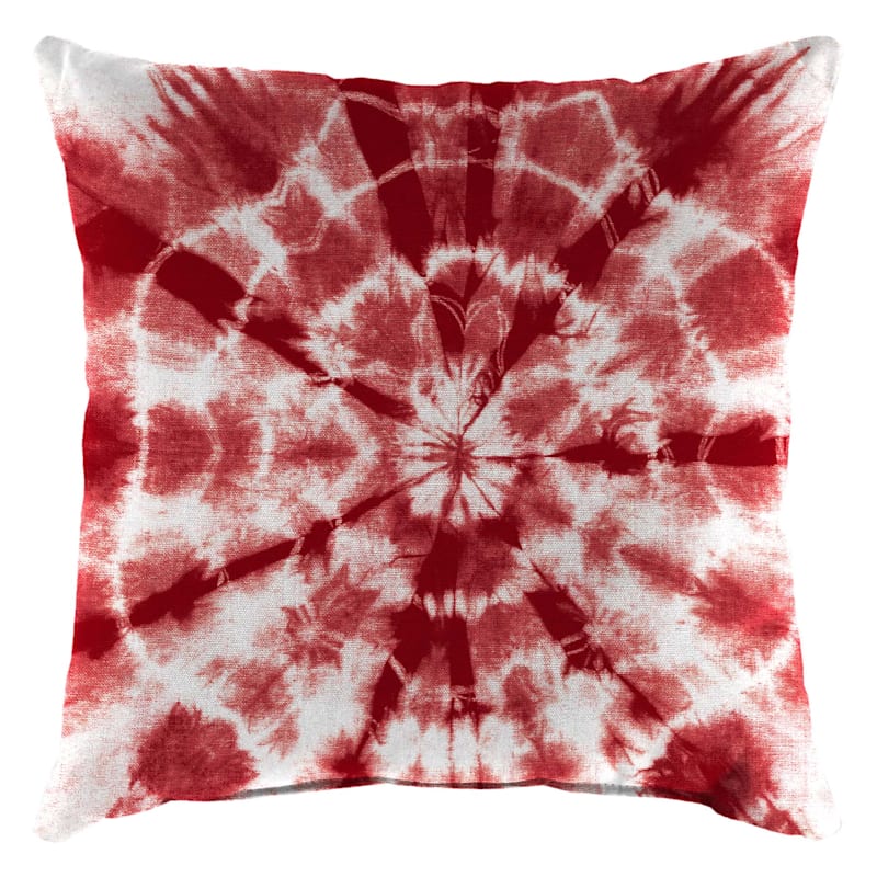Shibori Red Outdoor Throw Pillow, 16"