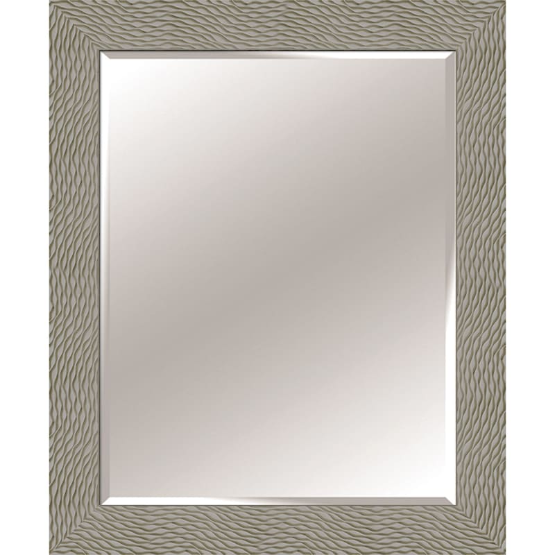 28X34 Rectangle Solid Wood Waves Grey Wall Mirror