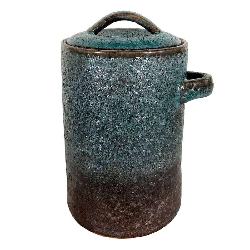 Tracey Boyd Textured Green Ceramic Jar with Lid, 7"