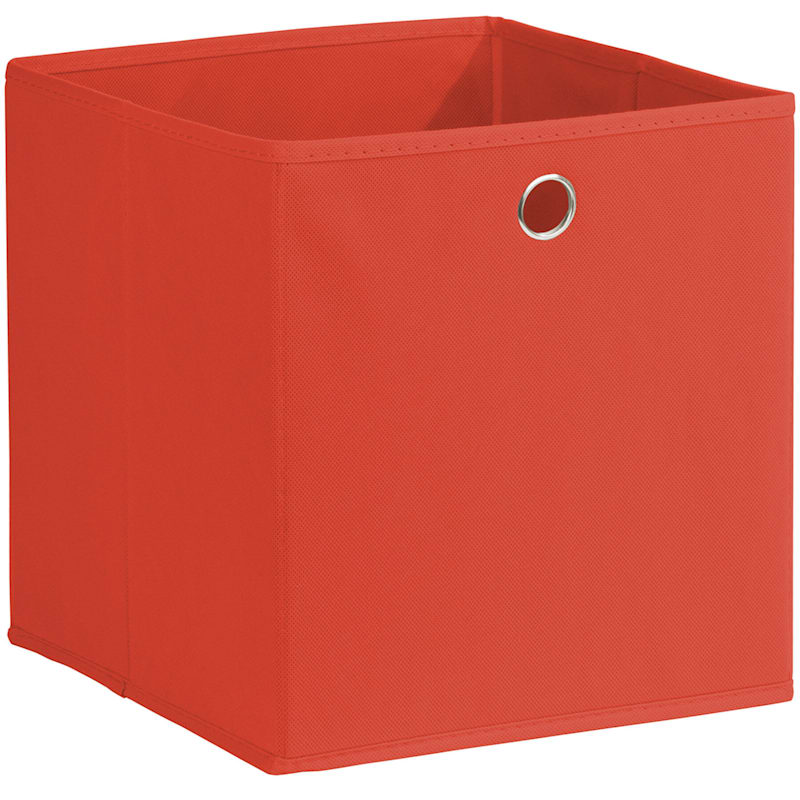 Fabric Storage Cube with Grommet Handle, Red