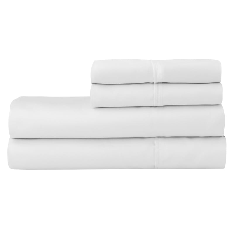 4-Piece White 500 Thread Count Blended Sheet Set, Queen