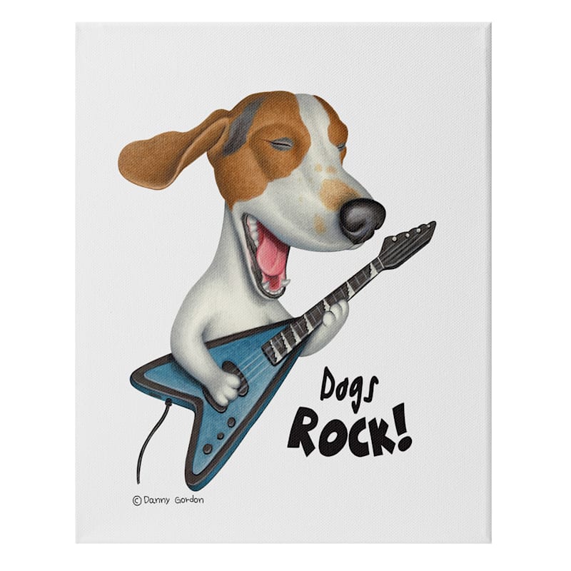 Dog with Guitar Canvas Wall Art, 12x16