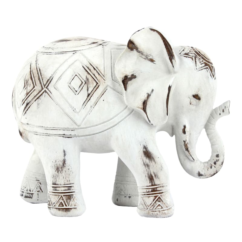 Whitewashed Elephant Figurine, 7