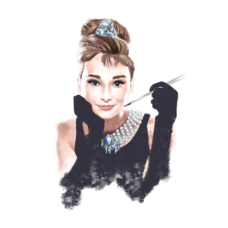 Glam Audrey Portrait Canvas Wall Art, White Sold by at Home