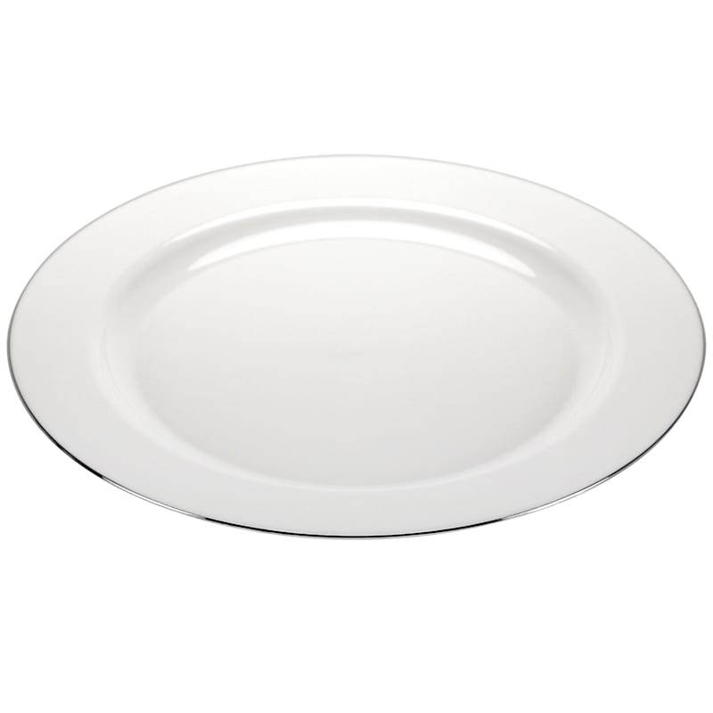 Pearl 7.5in. Silver Edged Plastic Round Plate Lillian Table Settings