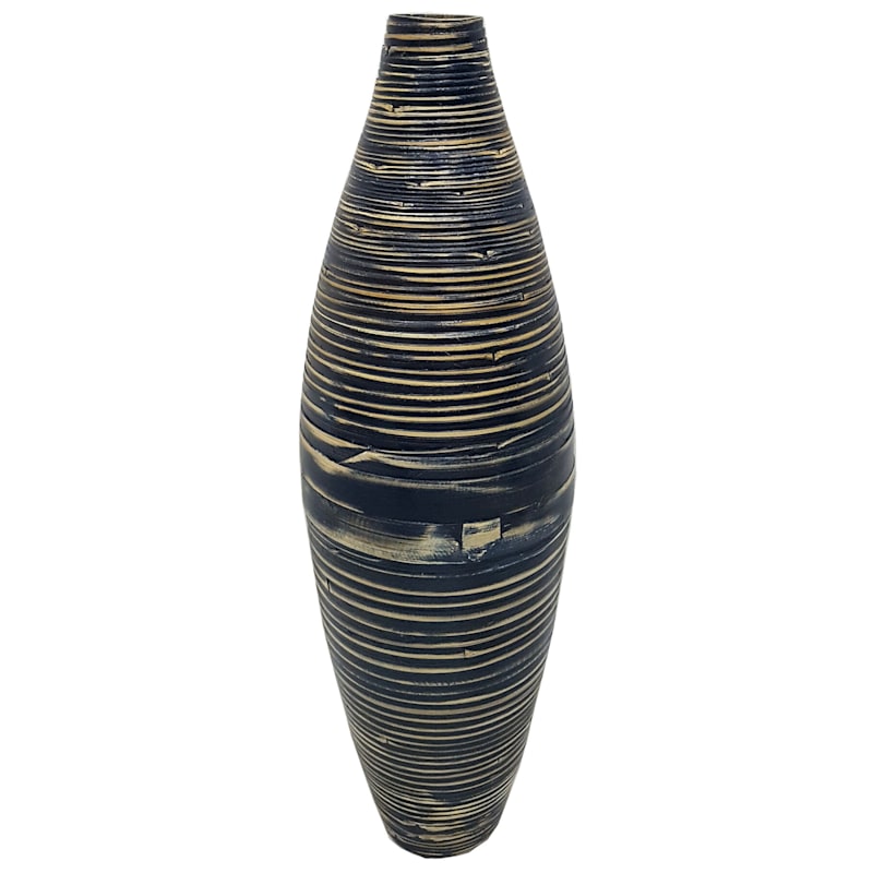 Blue Spun Bamboo Vase, 25"