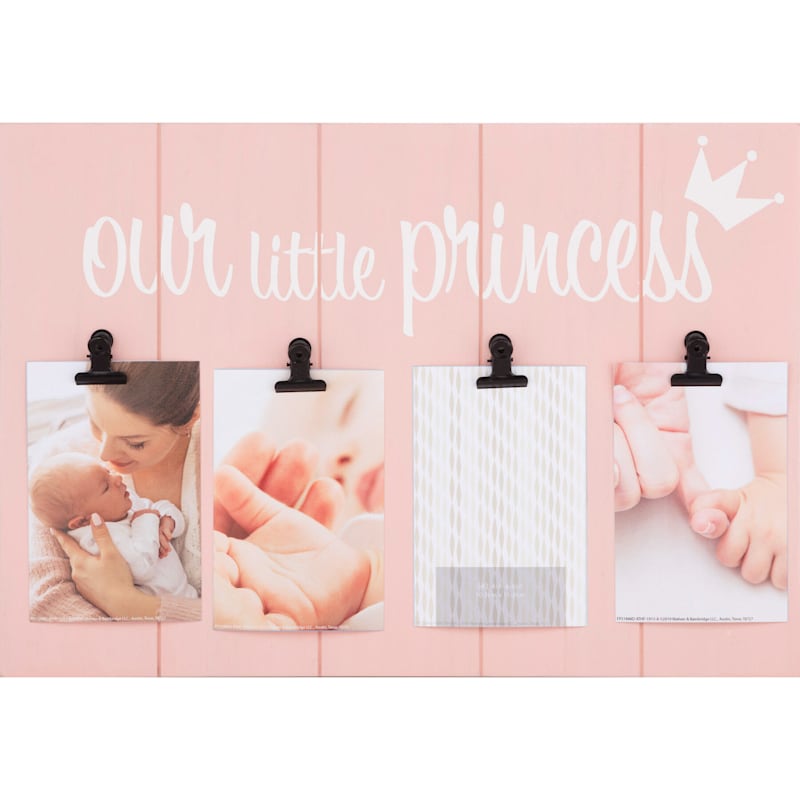 4-Opening 4X6 Pink Plank Our Little Princess Sentiment Photo Collage Frame