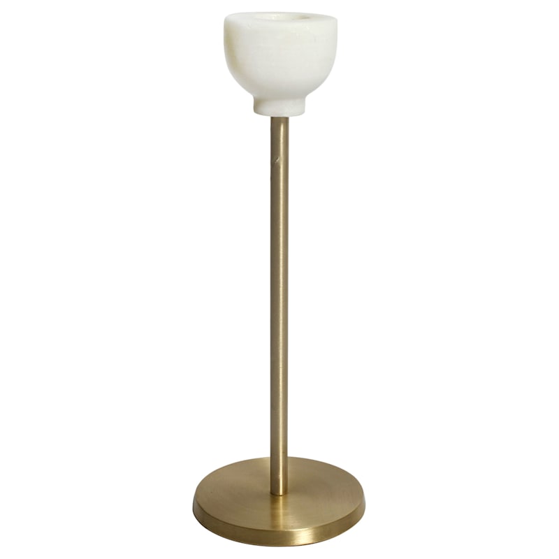 Marbled Brass Candle Holder, 8"