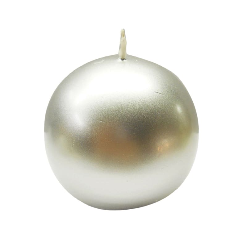 Metallic Silver Unscented Sphere Candle, 4"