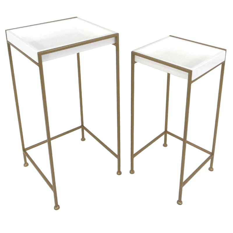 Plant Stand With Gold Metal Base White, Large