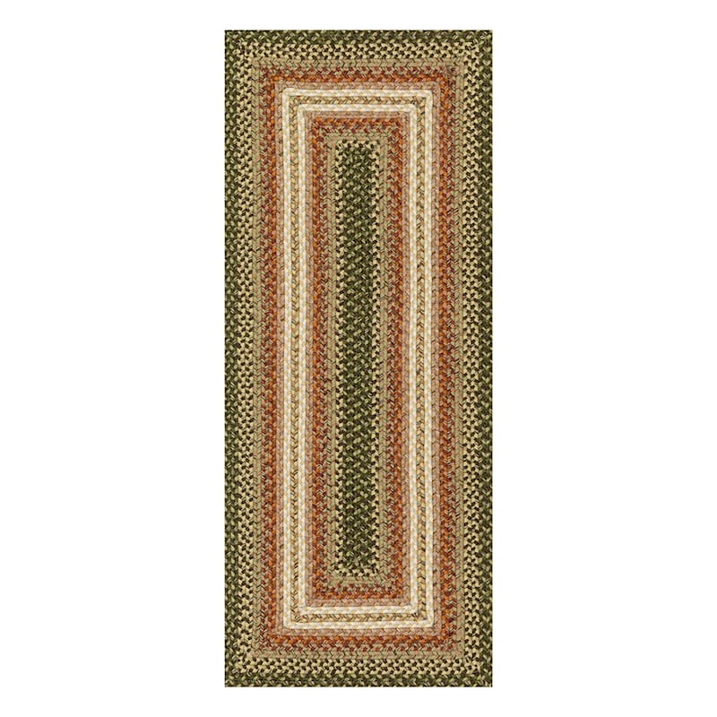 D69 Green And Orange Braided Rug At Home, Braided Rug Runners