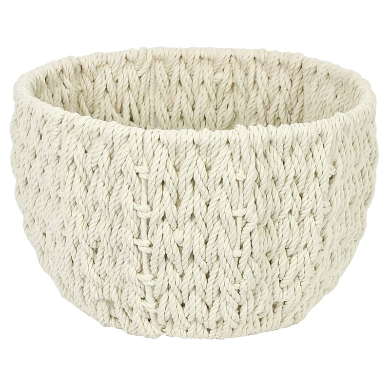 Ivory Cotton Rope Basket, Medium