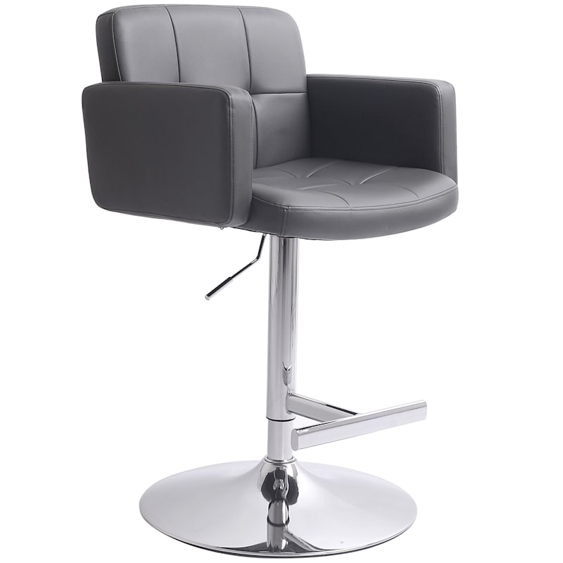 Stout Grey Faux Leather Adjustable, Grey Leather Look Bar Stools