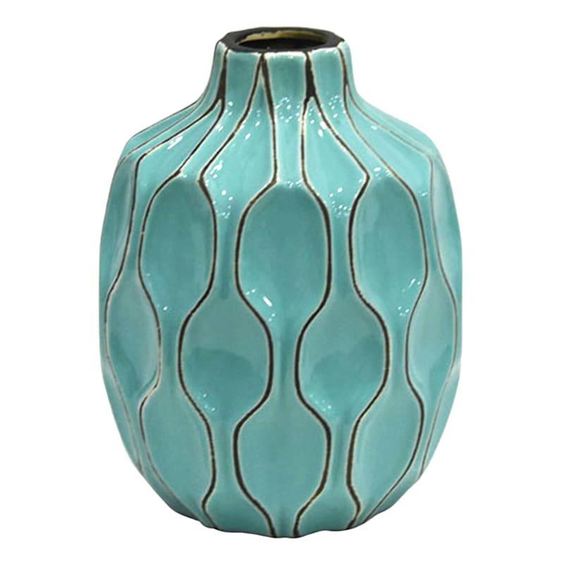 Honeybloom Katherine Turquoise Ceramic Vase, 8