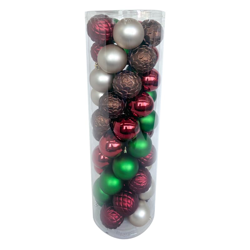 Holiday Hoedown 50-Count Multicolor Mix Shatterproof Ornaments