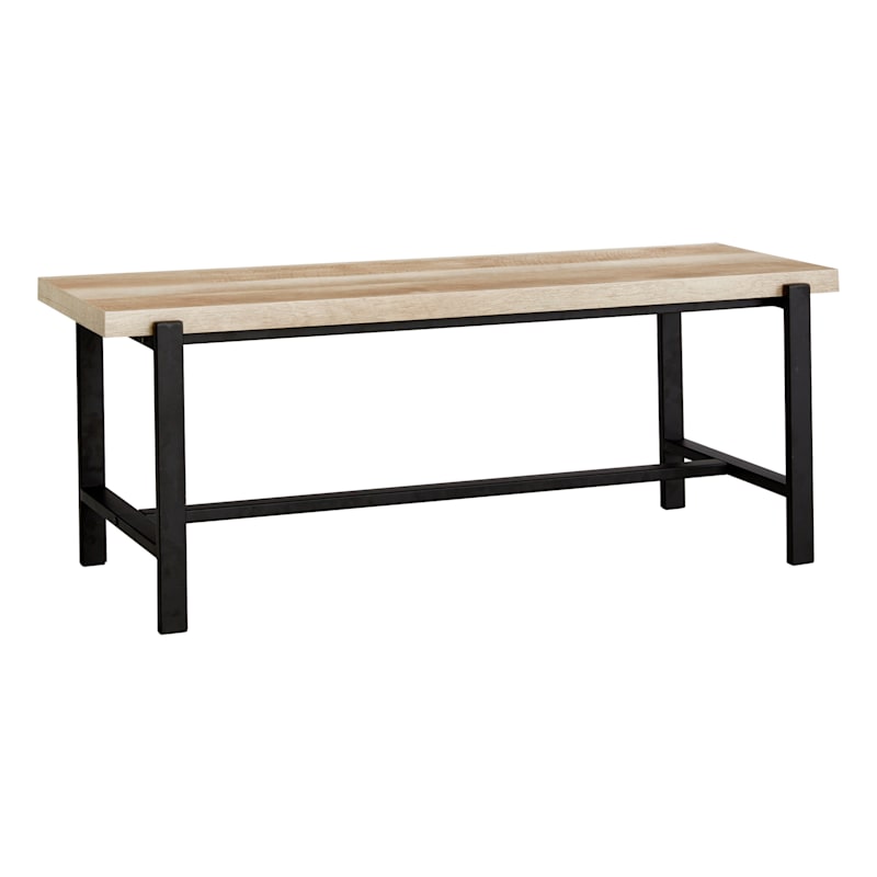Found & Fable Loggy Wood & Metal Dining Bench, 47'