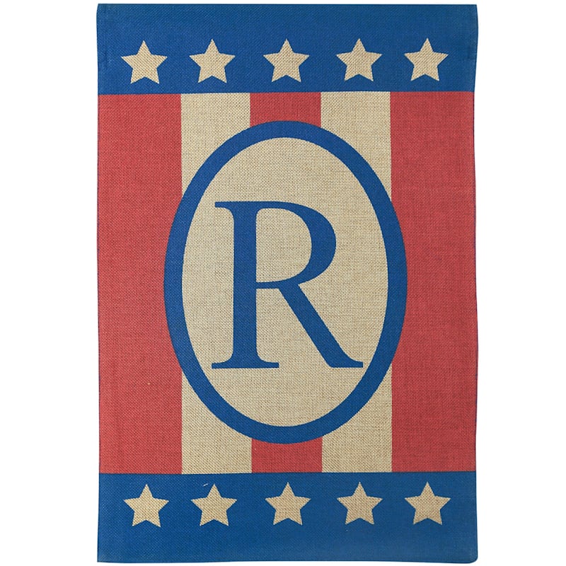 Burlap 'R' Patriotic Monogram