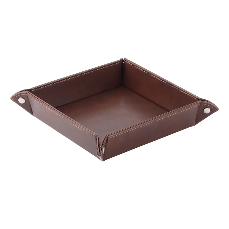 Honeybloom Faux Leather Square Tray, 8"