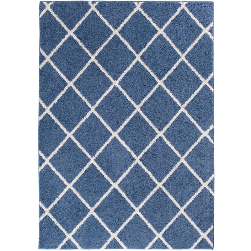 (D429) Brampton Blue Tufted Area Rug With Non-Slip Back, 8x10