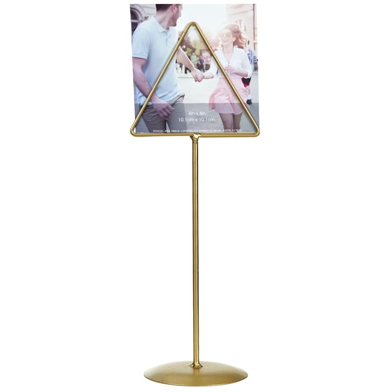 Gold Metal Triangle Photo Holder, 4x11