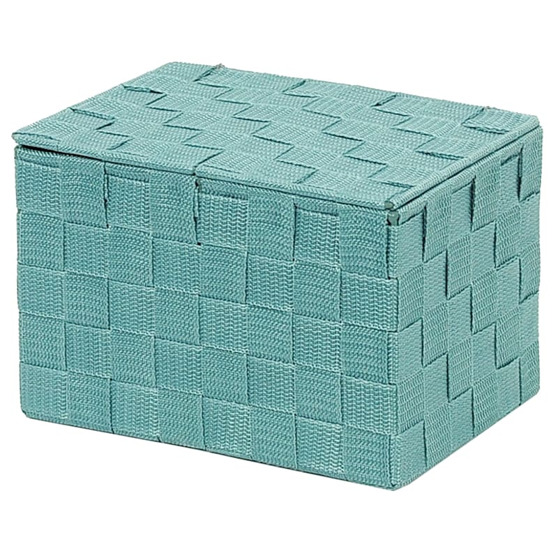 Turquoise Weave Storage Box with Lid, Extra Small
