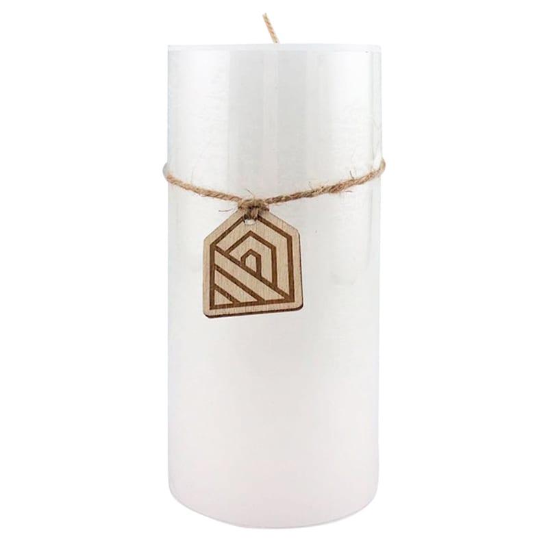 Kyim White Unscented Pillar Candle, 6"