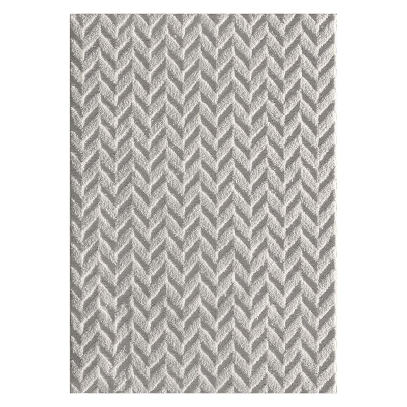 (D460) Salazar Herringbone Grey Tufted Accent Rug with Non-Slip Back, 3x5
