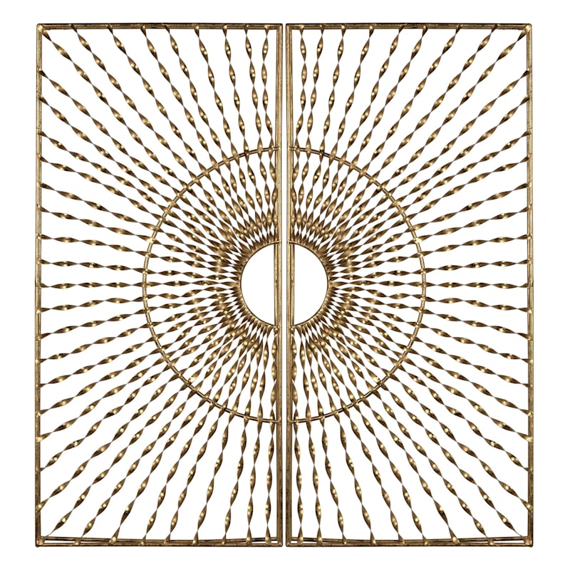2Piece Gold Burst Metal Wall Decor, 14x30