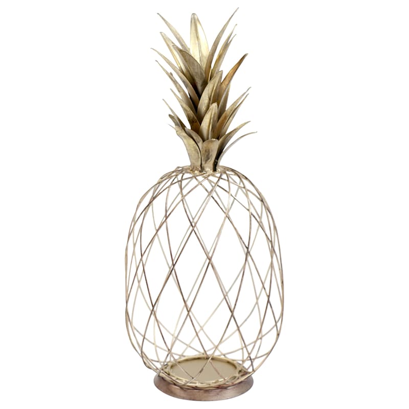 Gold Metal Wire Pineapple, 19"
