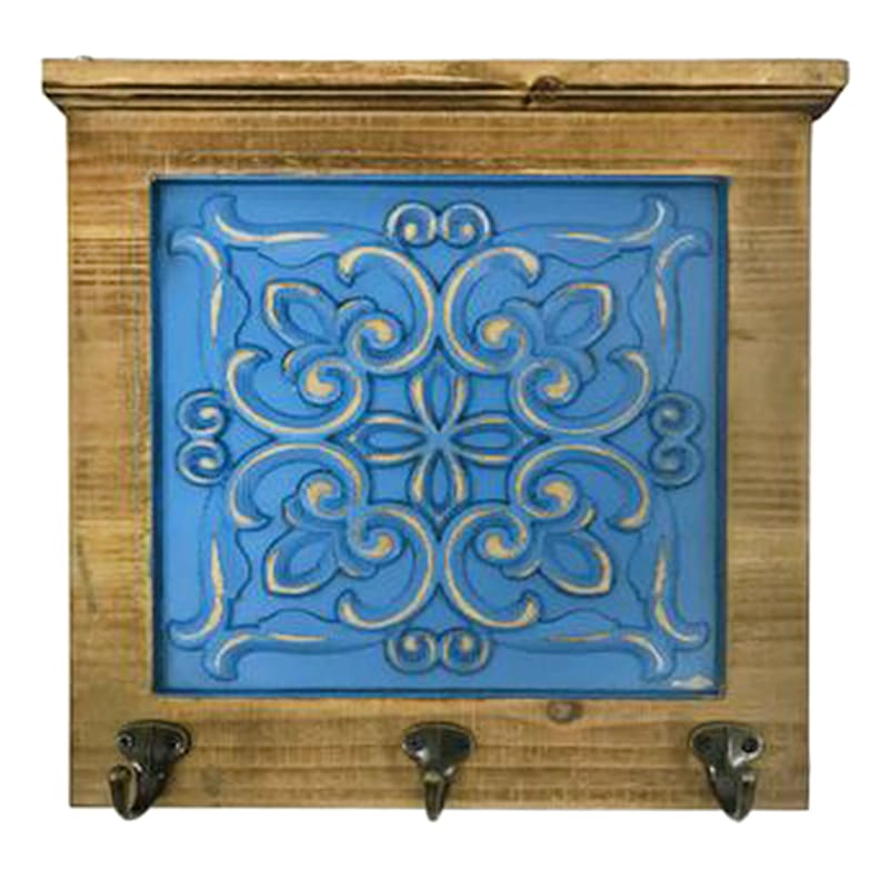 Blue Tile Wood W/Hooks