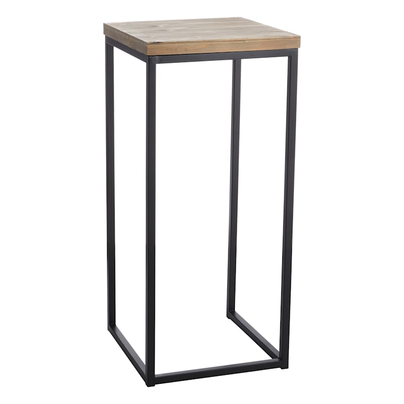 Fiona Wood Top Plant Stand With Metal Base, Medium