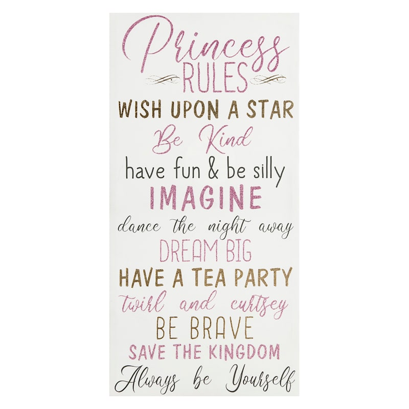 Princess Rules Canvas Wall Art, 12x24