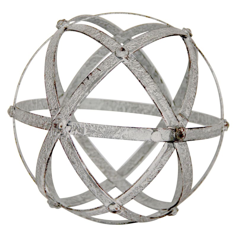 Gray Metal Spiral Sphere Figurine, 8"