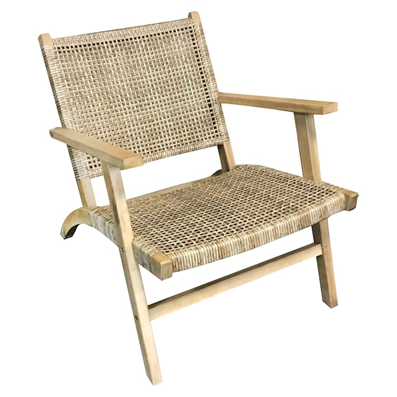 Delia All Weather Wicker Acacia Wood Outdoor Lounge Chair At Home - Is Wicker Or Wood Better For Outdoor Furniture